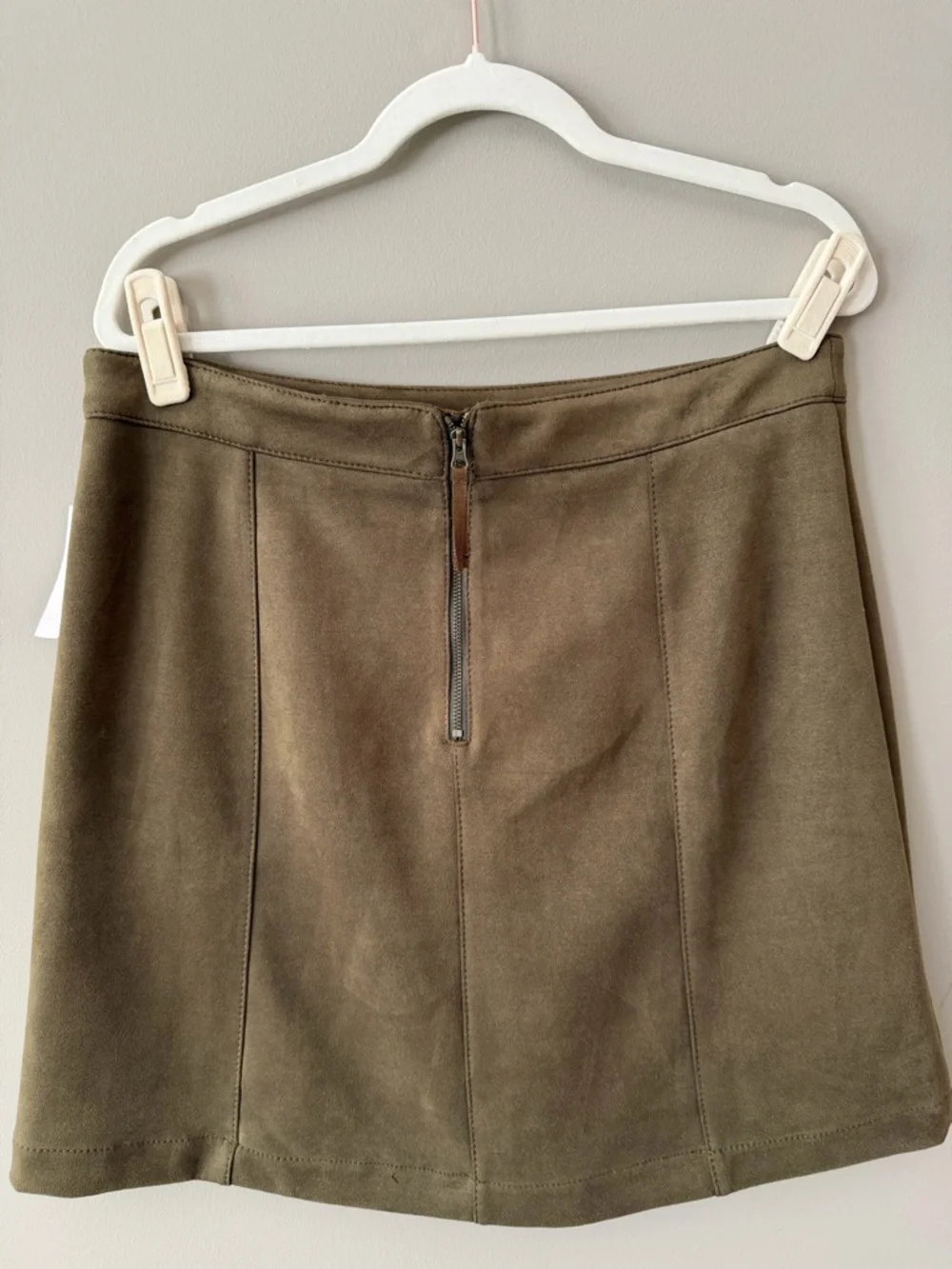 Anthropologie Olive Green Suede-Look Circle Skirt - Picture 2 of 4
